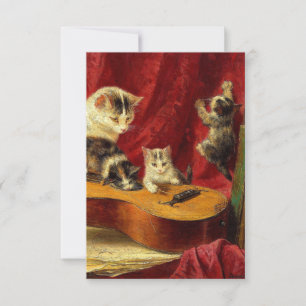 Mor Cat och Kittens spelar med Guitar OSA Kort