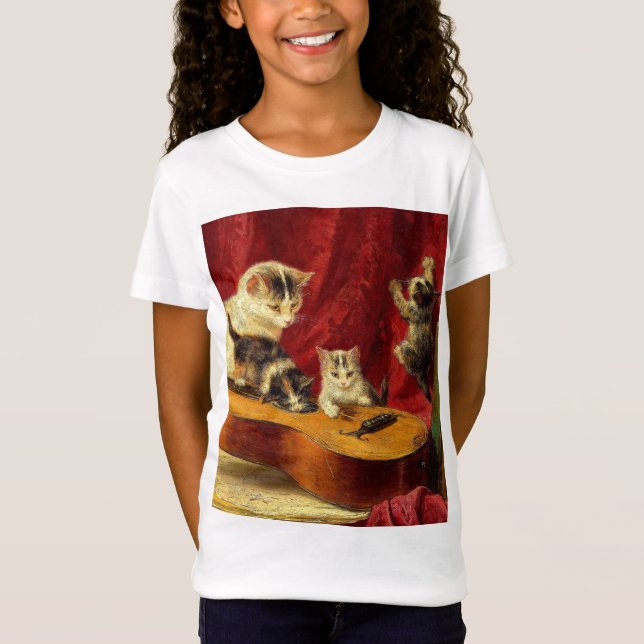 Mor Cat och Kittens spelar med Guitar T Shirt (Framsida)