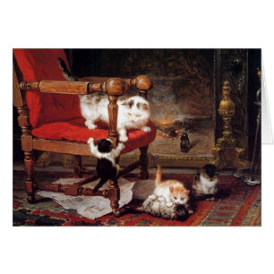 MOR CAT PLAYS MED KITTENS Mors dag Hälsningskort