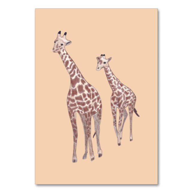 Mor Child Giraffe Reading Flashcard för Vuxnor Bordsnummer (Framsidan)