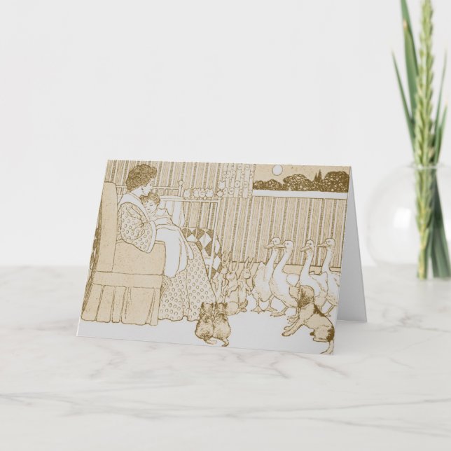 Mor & Child Story Time in Sepia - Card Kort (Framsida)
