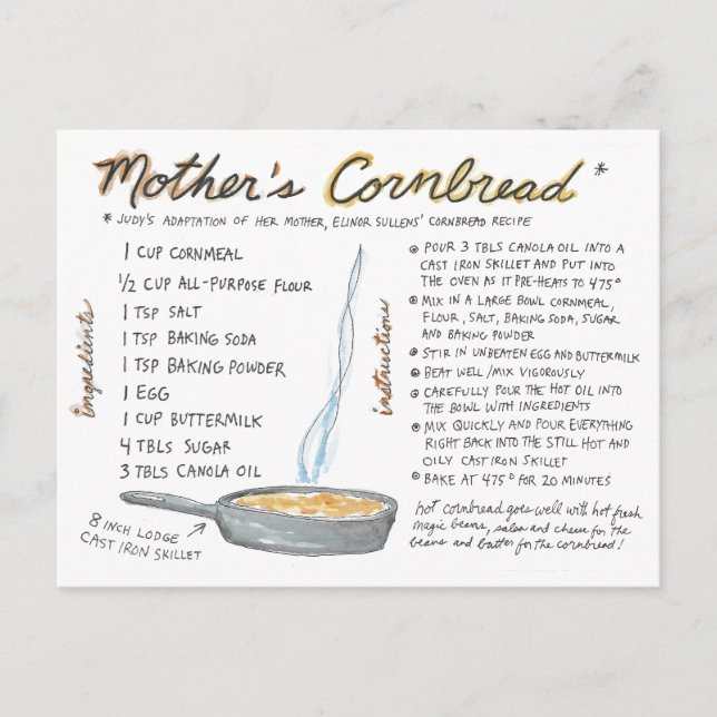 Mor Cornbröd Recipe Postcard Vykort (Framsida)