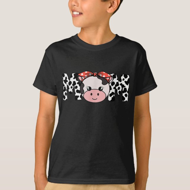 Mor Cow Mamma Farming Birthday Funny Family Match T Shirt (Framsida)