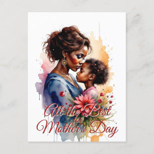 Mor dag African Watercolor Kärlek Art Helg Vykort