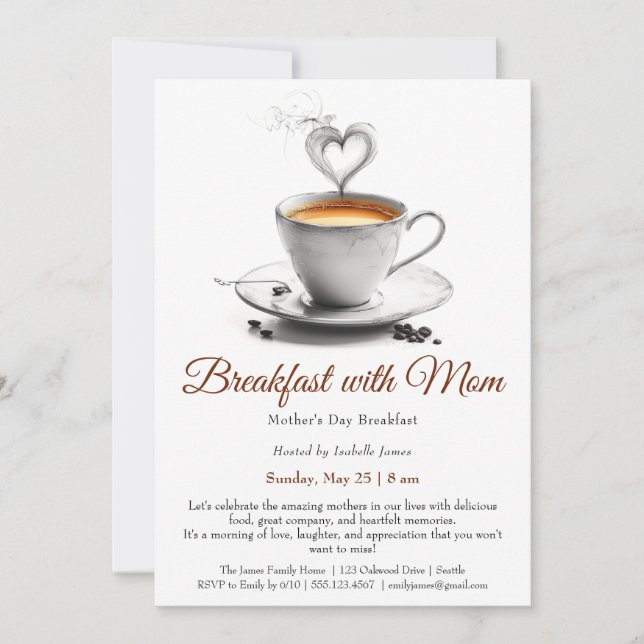 Mor dag frukost - frukost med Mamma Inbjudningar (Framsida)