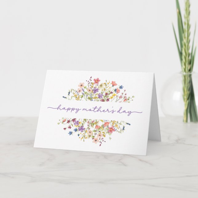 Mor dag omringad av känsliga vilda blommor kort (Framsida)