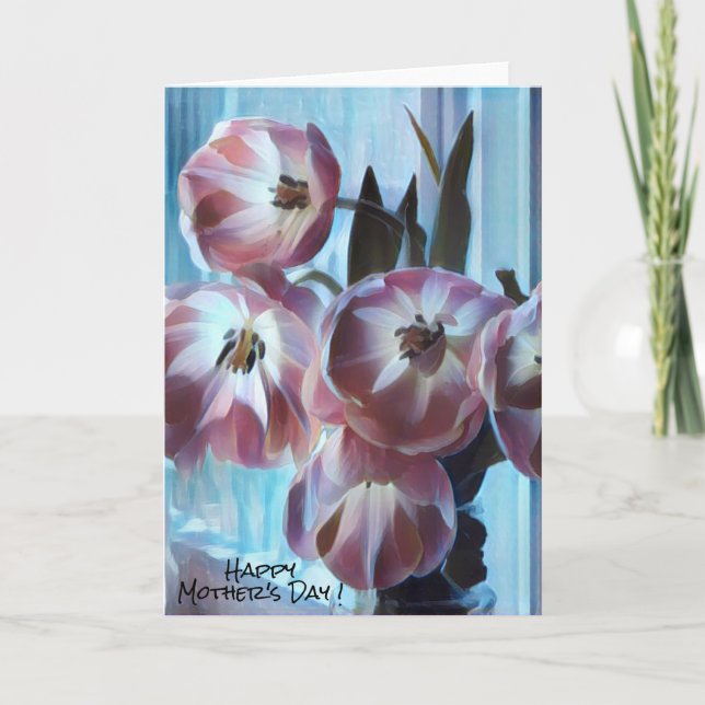 Mor Dag Rosa Tulips Kort (Framsida)