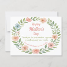 Mor dag vykort Vattenfärgsfärg Blommigt Ram