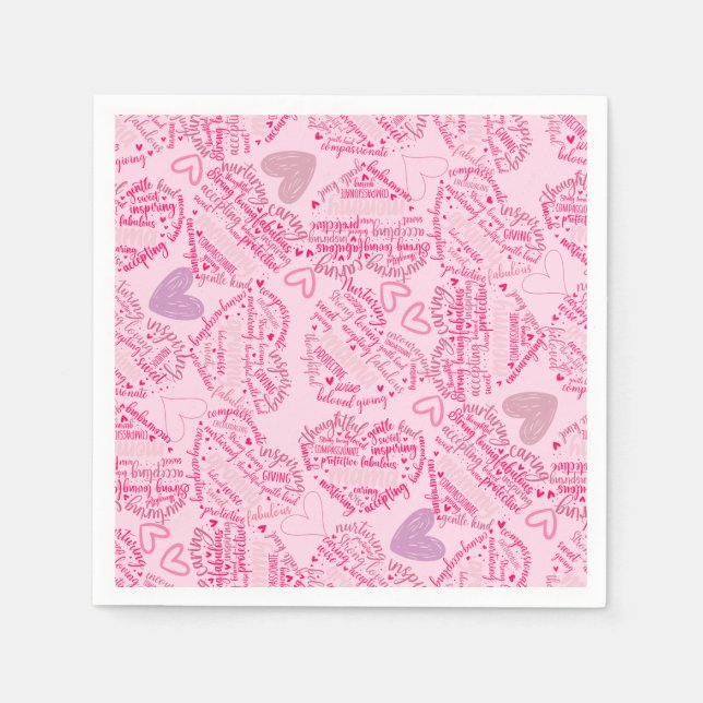 Mor-dagars hjärtan 01.Rosa Lpink BG Pappersservett (Framsidan)