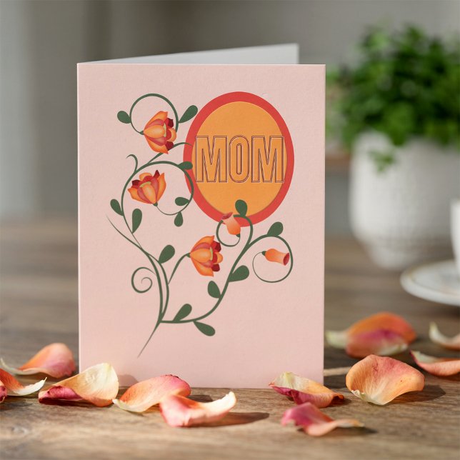Mor-dags fotokort och blomma på vinstock kort (Your photo + hand drawn peachy blooms = the sweetest card for Mom.)