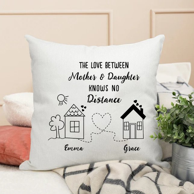 Mor Daughn Kärlek vet att ingen Avstånd Kudde (Mother Daughter Love Knows No Distance Throw Pillow)