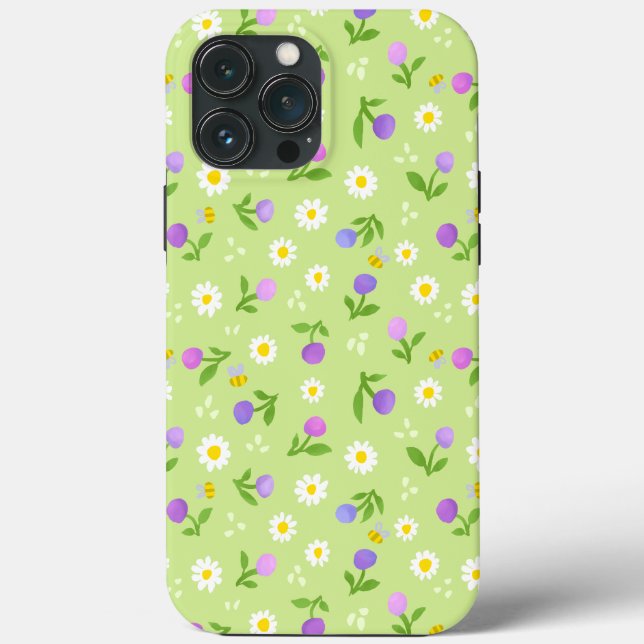 Mor Day blommigt Iphone case blommor och bin (Baksida)