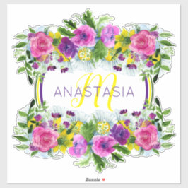 Mor Day Mothering Söndag Watercolor Monogram Klistermärken