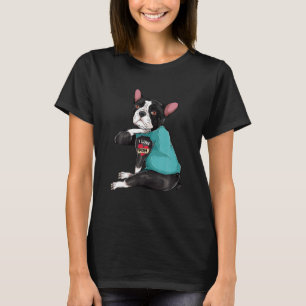Mor Day Tattooed Hund Boston Terrier i Kärlek T Shirt