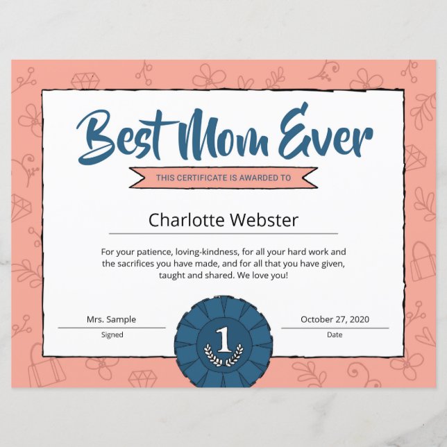 Mor DayAward för bästa Mamma någonsin för överordn (Framsida)