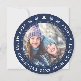 Mor DDotter Navy Blue Personlig Jul Julkort