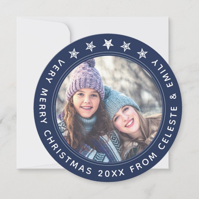 Mor DDotter Navy Blue Personlig Jul Julkort (Framsida)