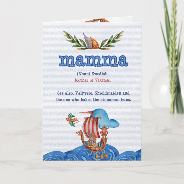 Mor Definition Card (svenska morsa) Kort (Framsida)