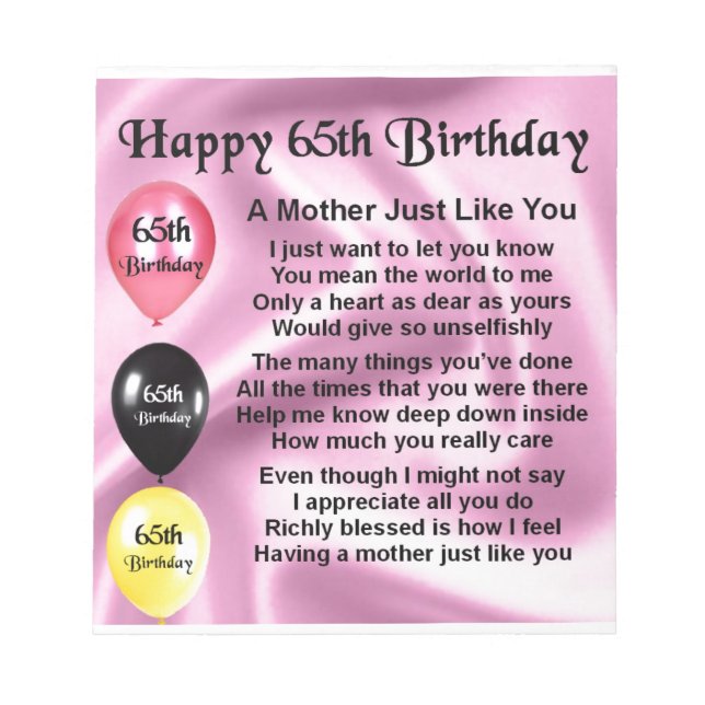 Mor Dikt - 65ens födelsedag Anteckningsblock (Framsida)