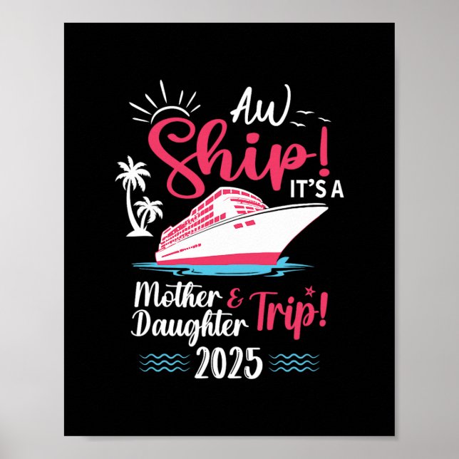 Mor Dotter 2025 Semesterresa Matchande Kryssning Poster (Framsidan)