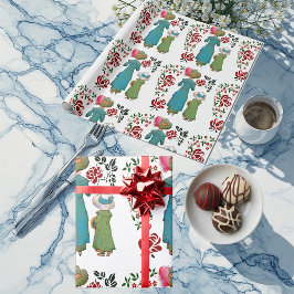 Mor Dotter Duo Röd ros Blommigt Greenery Presentpapper