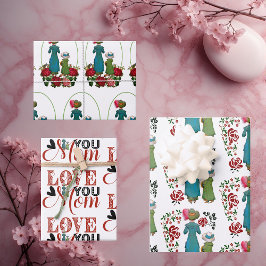 Mor Dotter Duo Röd ros Kärlek Du Mamma Blommigt