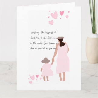 Mor & Dotter Rosa Hjärt Silhuett Kort