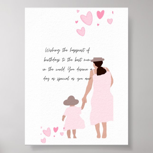 Mor & Dotter Rosa Hjärt Silhuett Poster (Framsidan)