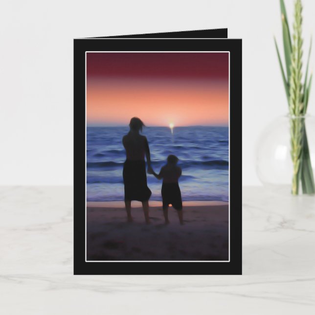 Mor & Dotter Walk vid stranden Kort (Framsida)