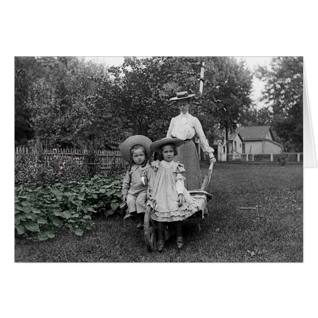 Mor döttrar 1890 Heirloom  Garden Hälsningskort (Framsidan Horizontal)