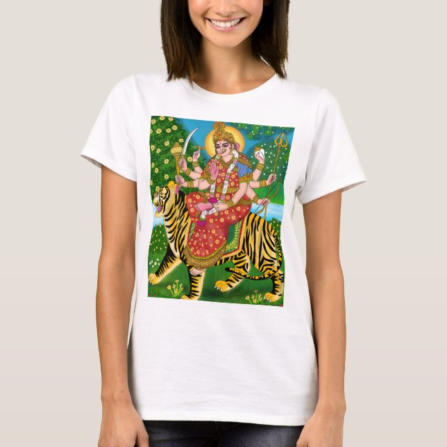 Mor Durga T-Shirt | Hindu Goddess Apparel (Framsida)