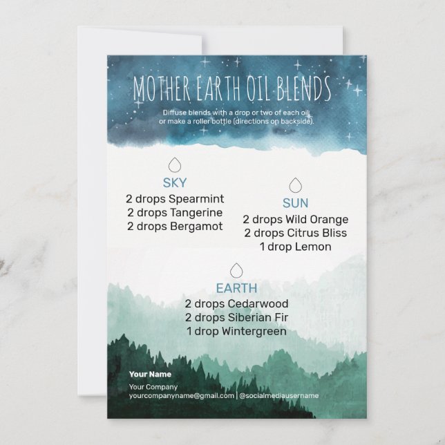 Mor Earth Essential Oil Diffuser Blends Inbjudningar (Framsida)