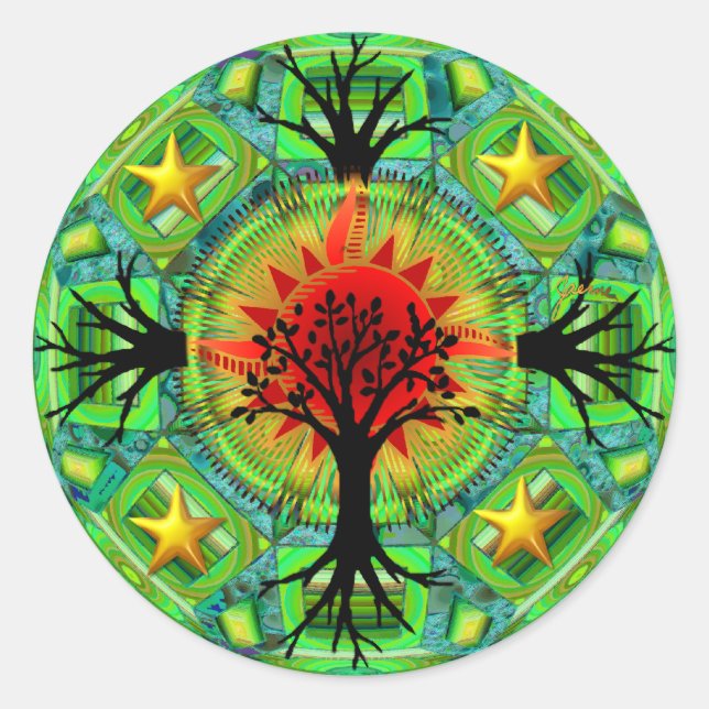 Mor Earth Sticker Runt Klistermärke (Framsida)