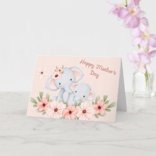 Mor Elephant & Calf Mor's Day Card Kort