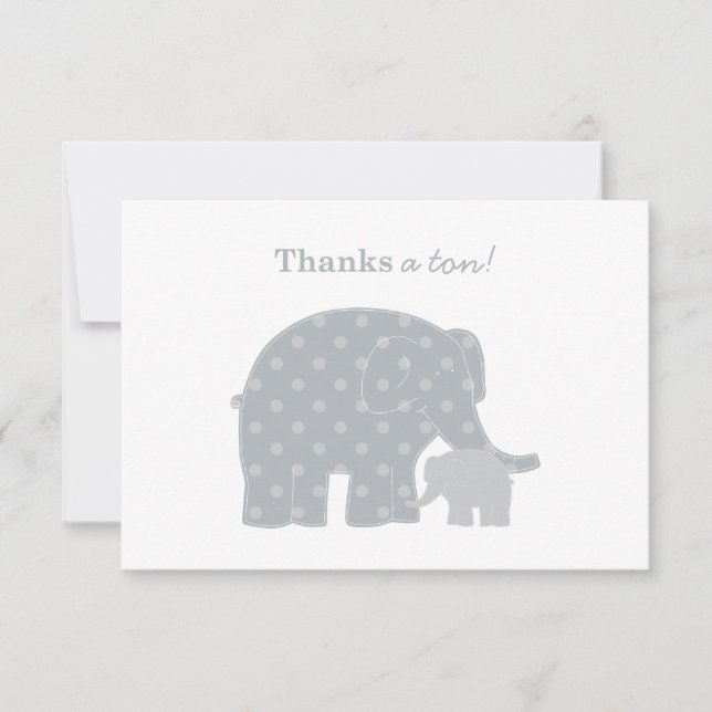 Mor Elephant Grått Dots Baby Shower Anteckningskort (Framsida)