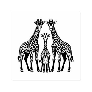 Mor Far Bebis Giraff Familj Bild Endast Självfärgande Stämpel