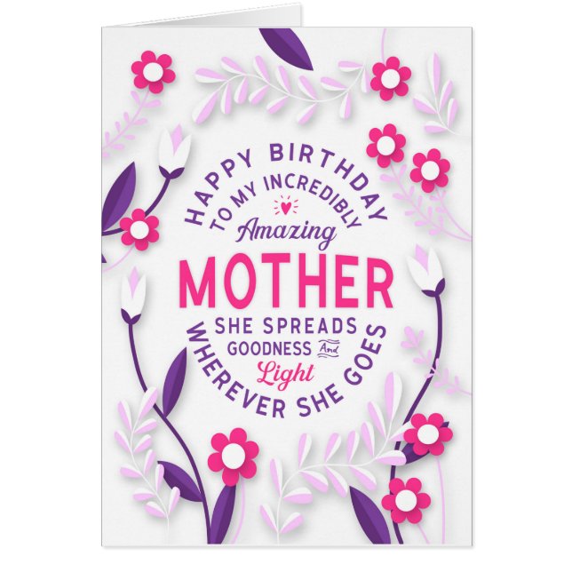 Mor födelsedag Min otroliga Fantastisk Mor Hälsningskort (Framsidan)