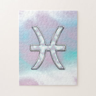 Mor för Pisces Zodiacsymbol av pärlemorfärg sti Pussel