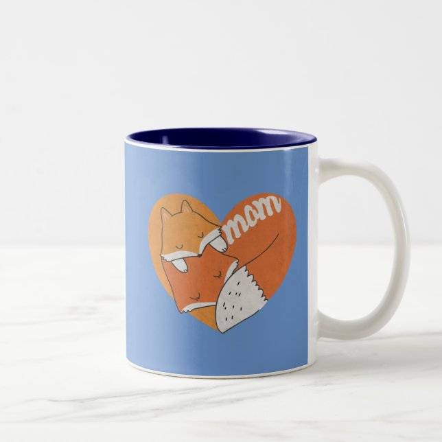 Mor Fox och Baby Fox Kärlek Två-Tonad Mugg (Höger)