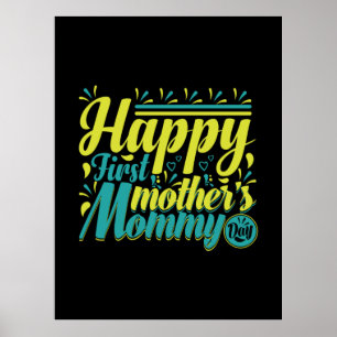 Mor Gift Lycklig första Mamman Poster