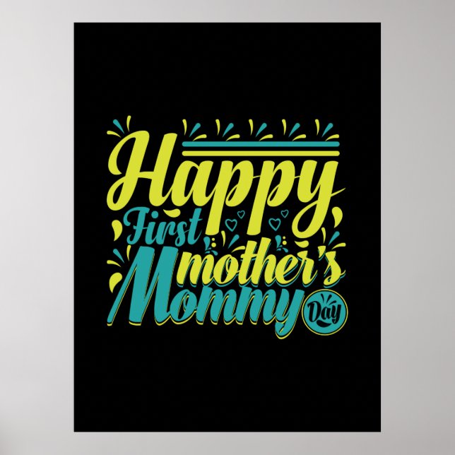 Mor Gift Lycklig första Mamman Poster (Framsidan)