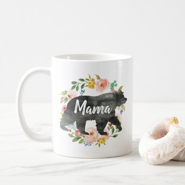 Mor Gift Mamma Bear Mamma Blommigt Cute Flowers Kaffemugg (Med munk)