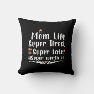 Mor Gift Mamma Life Toppen Tired Kudde