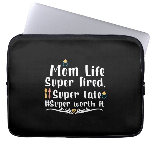 Mor Gift Mamma Life Toppen Tired Laptop Fodral (Framsidan)