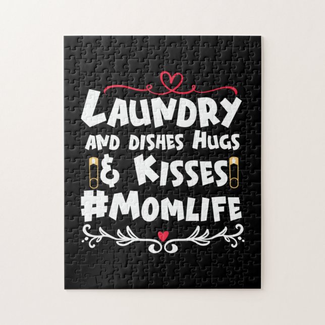 Mor Gift Tvätt Kisses Mamma Life Pussel (Vertikal)