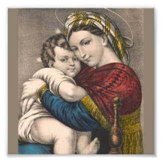 Mor gifta sig med baby Jesus Fototryck