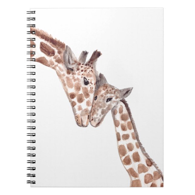 Mor giraffe med baby anteckningsbok med spiral (Framsidan)
