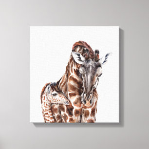 Mor Giraffe med Baby Giraffe Canvas
