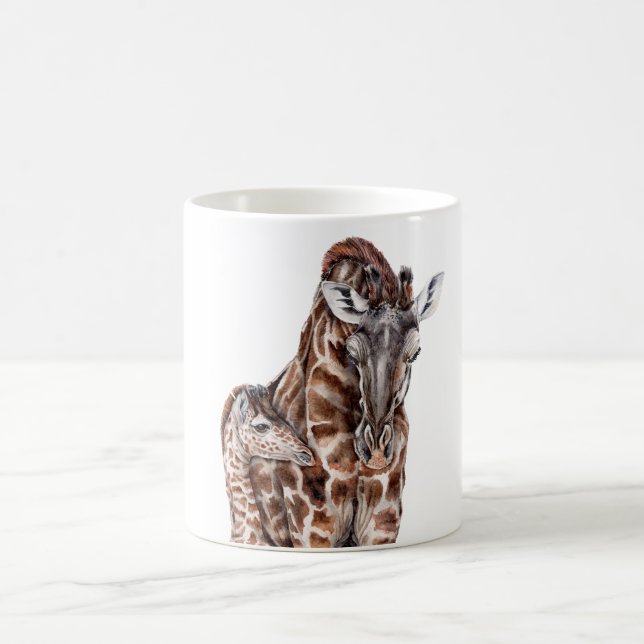 Mor Giraffe med Baby Giraffe Kaffemugg (Center)