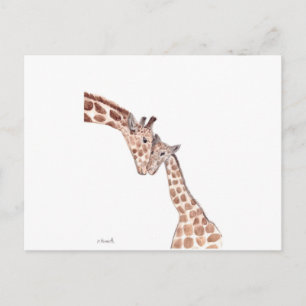 Mor giraffe med baby vykort